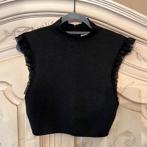 Black Cropped Alice + Olivia knit top